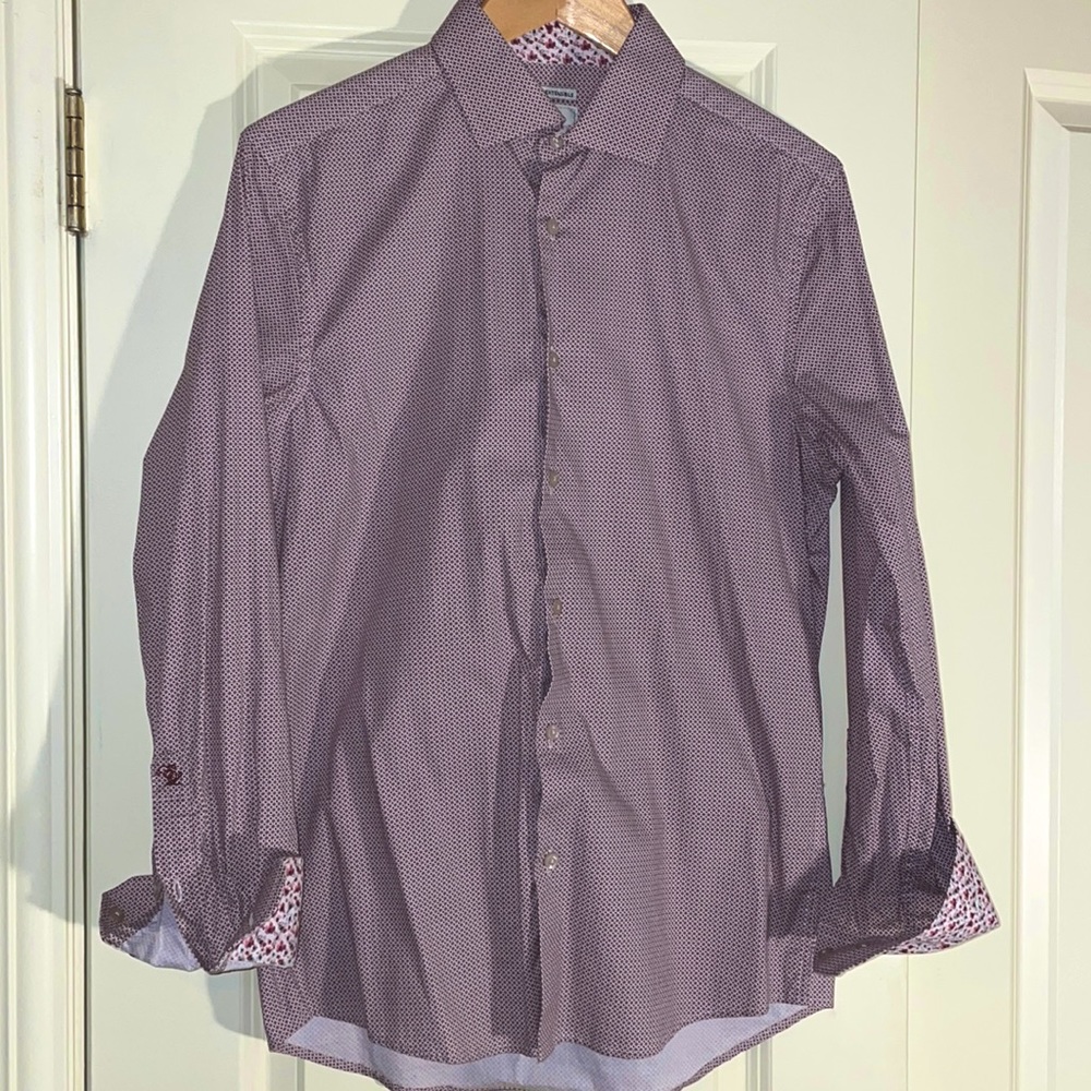 English Laundry long sleeve dress shirt with embellished cuffs and collar